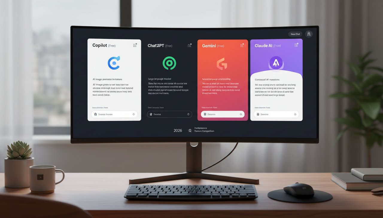 Ecran d ordinateur affichant plusieurs interfaces de chatbot IA gratuit cote a cote