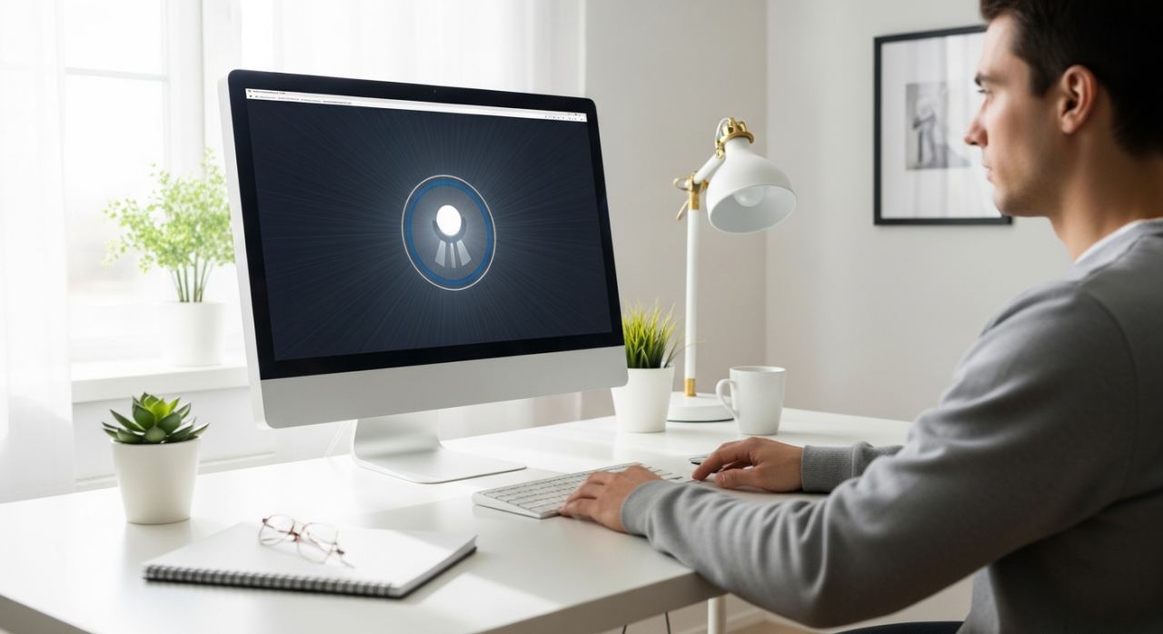 Ordinateur Windows demarrant rapidement sur un bureau lumineux
