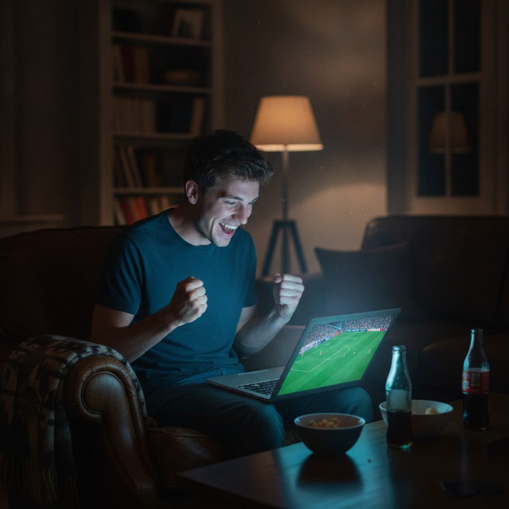 Streaming foot gratuit sur un laptop le soir d'un match