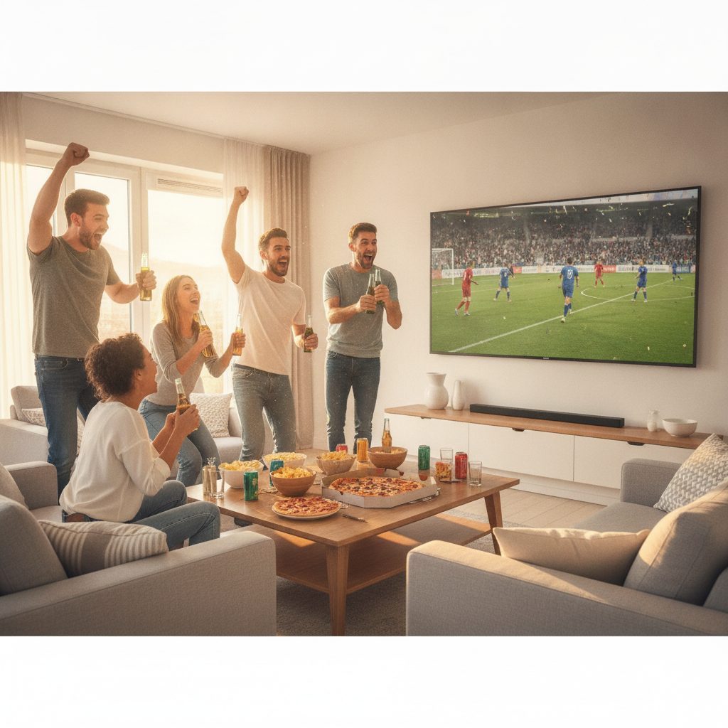 Regarder un match de foot gratuitement et légalement entre amis sur grand écran