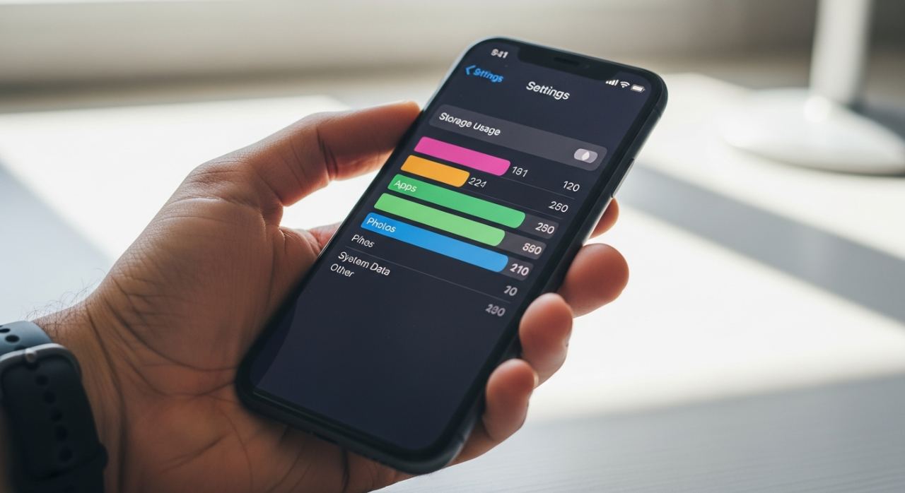 Écran de gestion du stockage iPhone dans les Réglages