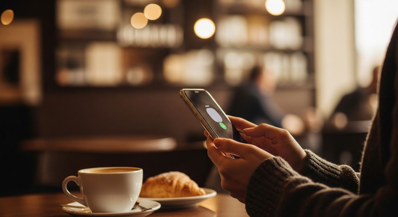 Personne lisant une notification de message sur l'écran verrouillé
