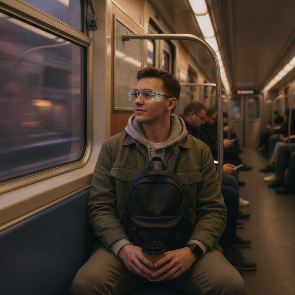 lunettes AR affichage flottant dans les transports