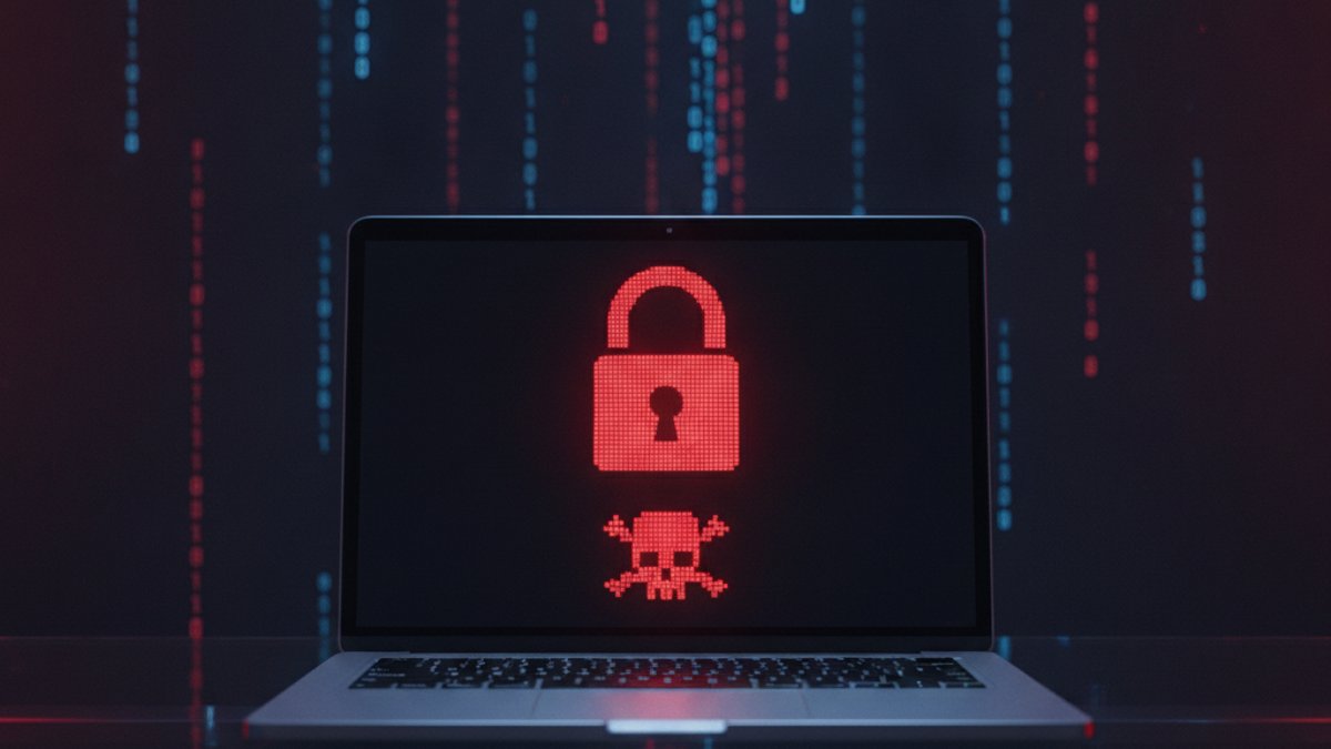 Ransomware : cadenas rouge sur un ordinateur portable