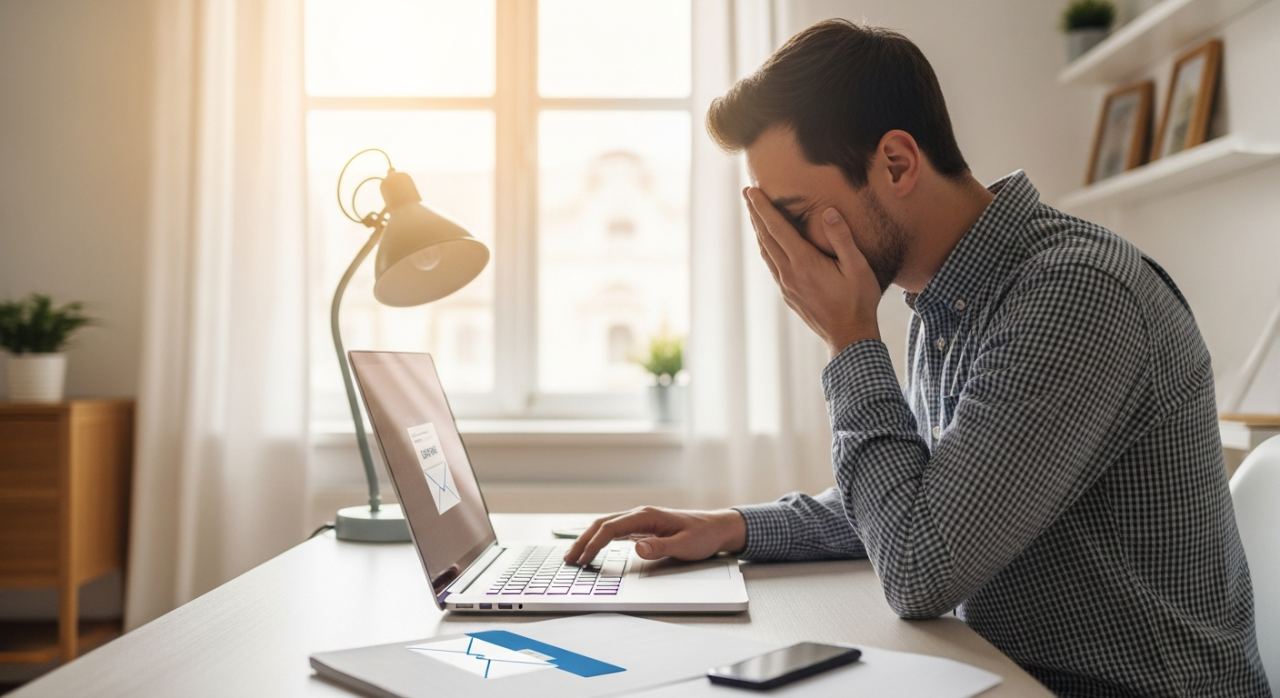 Personne recuperant l'acces a son compte de messagerie sur un ordinateur