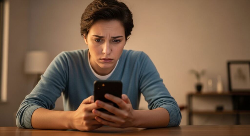 Personne tentant de récupérer l'accès à son compte sur son téléphone