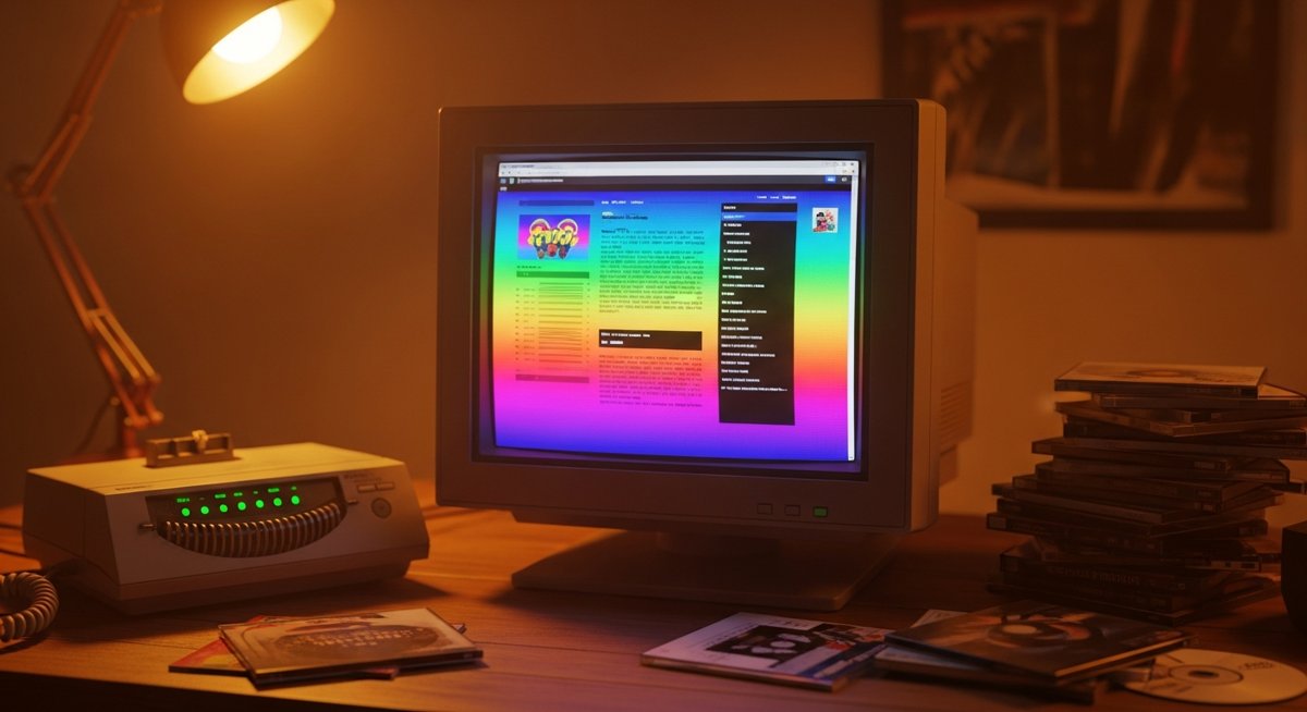 retrouver son skyblog - écran CRT vintage années 2000 représentant la nostalgie d'internet et des premiers blogs