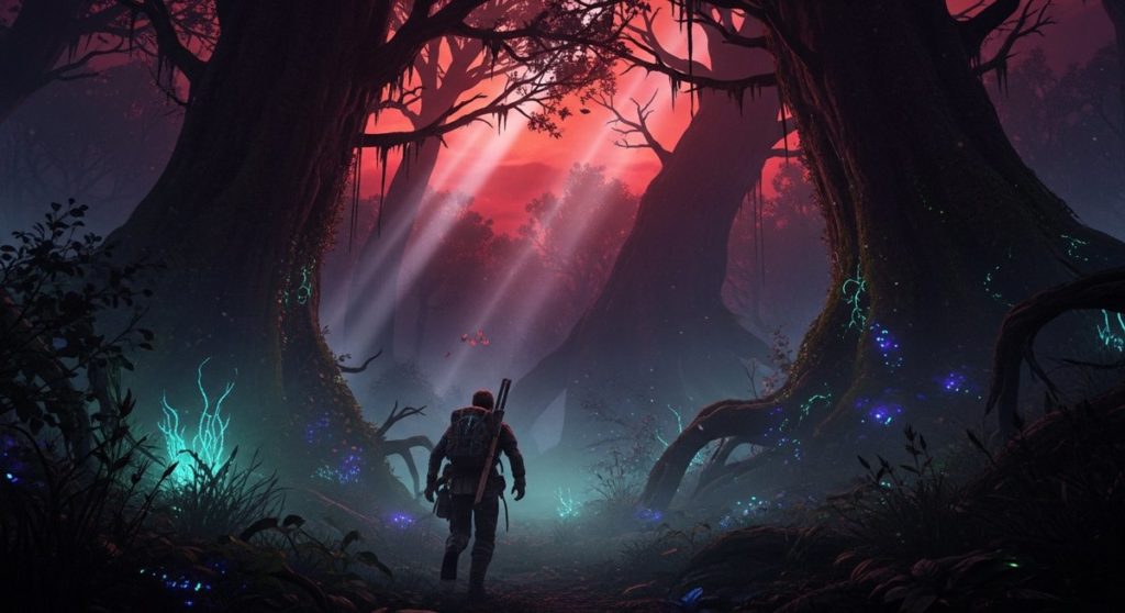 Sons of the Forest PS5 : ambiance survie horreur forêt sombre et cinématique