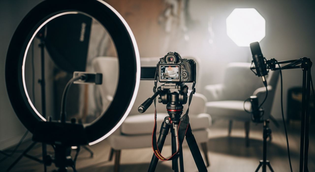 Studio de tournage moderne d'un createur de contenu