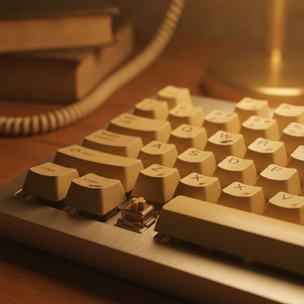 clavier azerty vintage en gros plan sur les touches