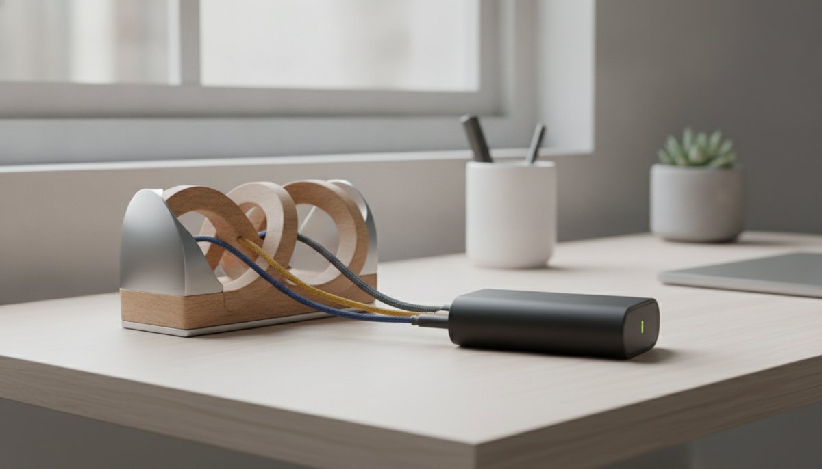 gadget malin range cable et chargeur sur un bureau moderne