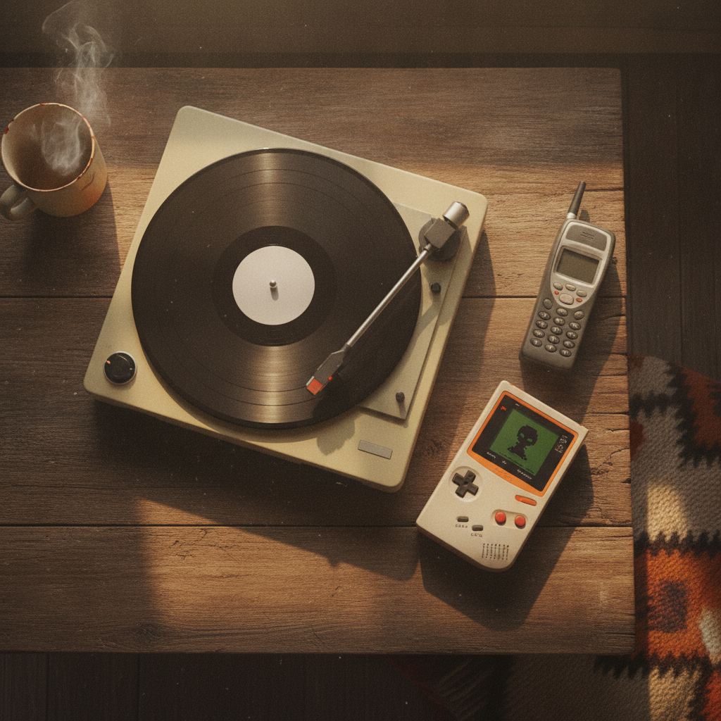 Platine vinyle, Game Boy et téléphone à touches réunis, technologies rétro redevenues tendance en 2026